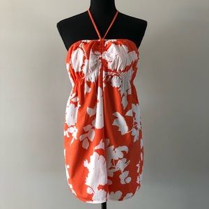 Women’s Aeropostale Long Orange & White floral halter tank top size L